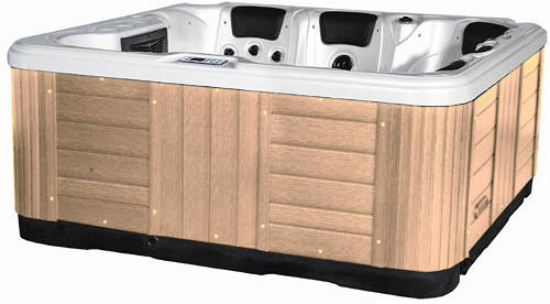Larger image of Hot Tub White Ocean Hot Tub (Light Yellow Cabinet & Brown Cover).