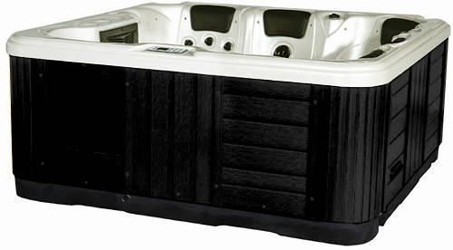 Larger image of Hot Tub Pearlescent Ocean Hot Tub (Black Cabinet & Yellow Cover).