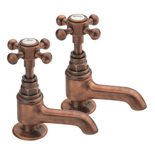 Larger image of Tre Mercati Allora Basin Taps (Pair, Copper).