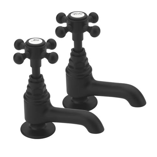 Larger image of Tre Mercati Allora Basin Taps (Pair, Matt Black).