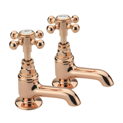 Larger image of Tre Mercati Allora Basin Taps (Pair, Rose Gold).