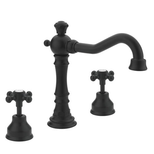 Larger image of Tre Mercati Allora 3 Hole Bath Filler Tap (Matt Black).