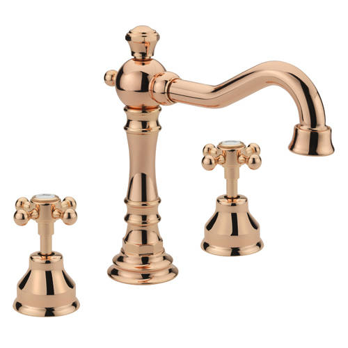 Larger image of Tre Mercati Allora 3 Hole Bath Filler Tap (Rose Gold).