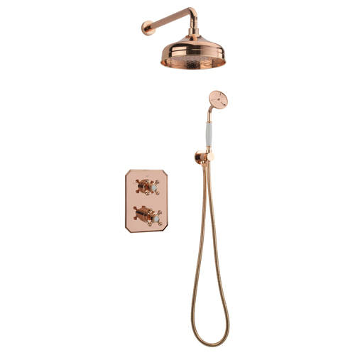 Larger image of Tre Mercati Allora Thermostatic Shower Kit With Diverter (Rose Gold).