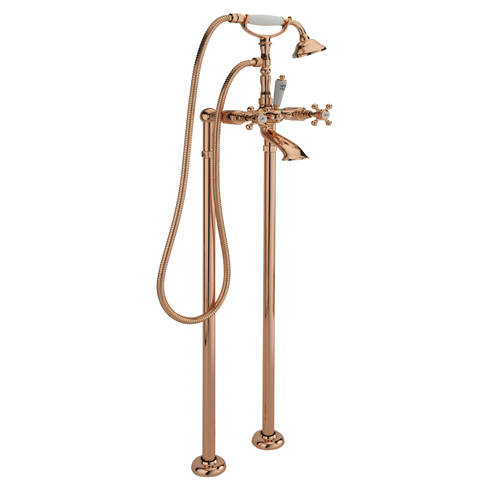 Larger image of Tre Mercati Allora Floor Standing Bath Shower Mixer Tap & Kit (Rose Gold).