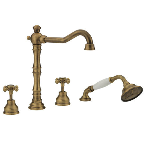 Larger image of Tre Mercati Allora 4 Hole Bath Shower Mixer Tap & Kit (Bronze).