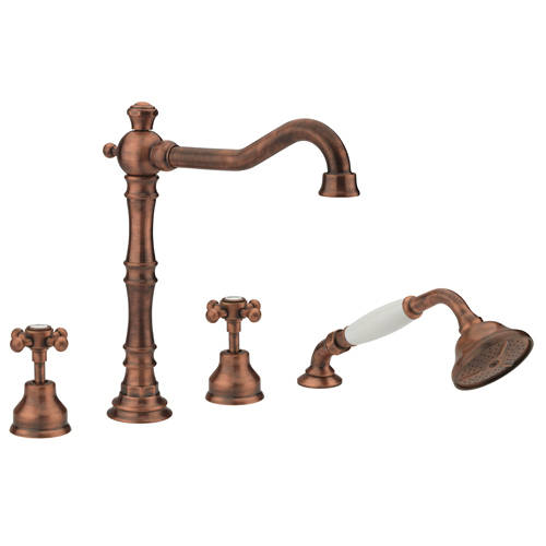 Larger image of Tre Mercati Allora 4 Hole Bath Shower Mixer Tap & Kit (Copper).