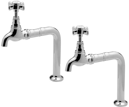 Larger image of Tre Mercati Kitchen Bib Taps With Stands & Extensions (Chrome, Pair).
