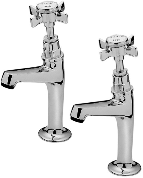 Larger image of Tre Mercati Kitchen Imperial High Neck Pillar Taps (Chrome, Pair).