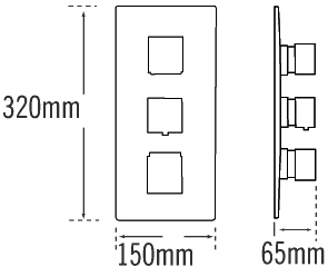 Technical image of Tre Mercati Lollipop Thermostatic 3 Way Shower Set (Chrome).