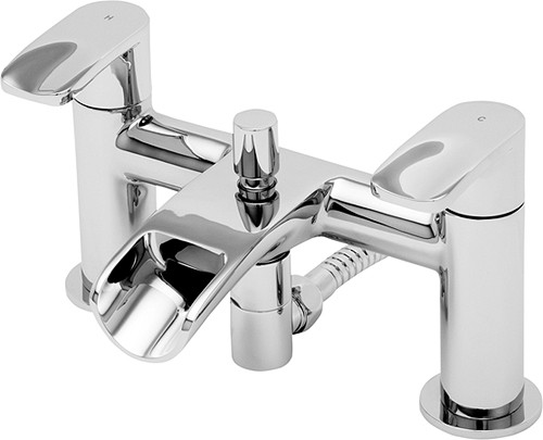 Larger image of Tre Mercati Ora Waterfall Bath Shower Mixer Tap With Shower Kit (Chrome).