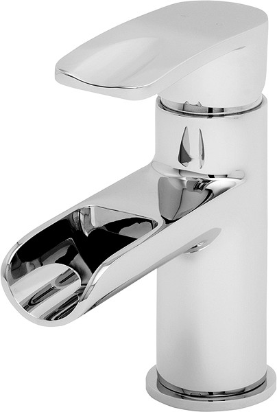 Larger image of Tre Mercati Ora Waterfall Basin Mixer Tap With Click Clack Waste (Chrome).
