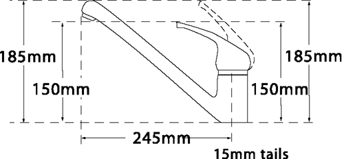 Technical image of Tre Mercati Kitchen Modena Dual Flow Kitchen Tap (White).