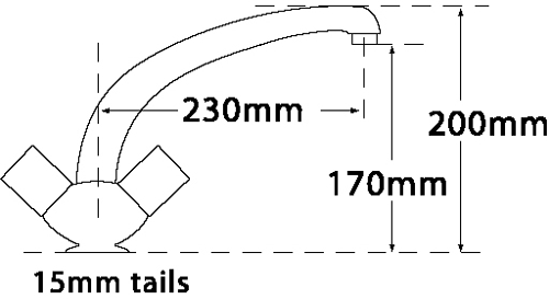 Technical image of Tre Mercati Kitchen Marco Dual Flow Kitchen Tap (White).