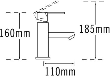 Technical image of Tre Mercati Turn Me On Mono Basin Mixer Tap With Pop Up Waste (Chrome).