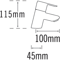 Technical image of Tre Mercati Angle Basin Taps (Chrome).