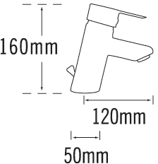 Technical image of Tre Mercati Angle Mono Basin Mixer Tap With Pop Up Waste (Chrome).