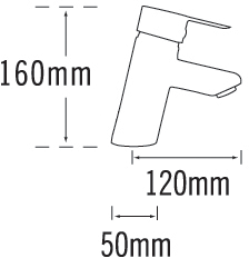 Technical image of Tre Mercati Angle Mono Basin Mixer Tap With Click Clack Waste (Chrome).