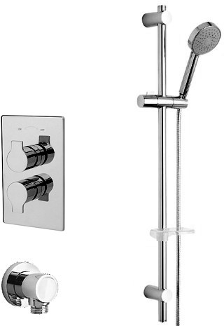 Larger image of Tre Mercati Ora Twin Thermostatic Shower Valve With Slide Rail & Wall Outlet.