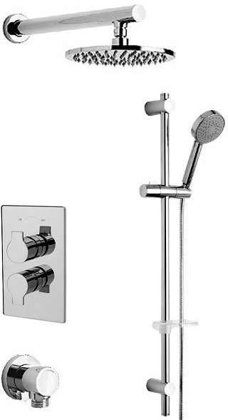 Larger image of Tre Mercati Ora Twin Thermostatic Shower Valve With Slide Rail & Head.