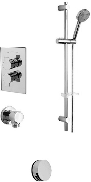 Larger image of Tre Mercati Ora Twin Thermostatic Shower Valve With Slide Rail & Bath Filler.