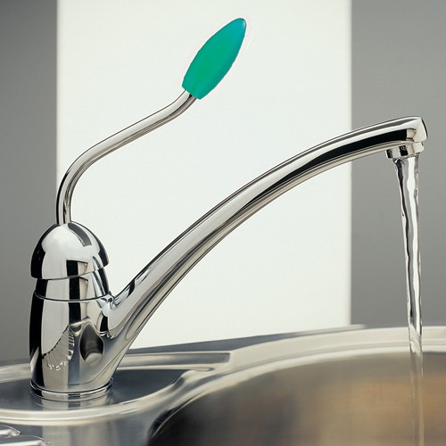 Larger image of Tre Mercati Kitchen Picasso Kitchen Tap With Dark Green Knob (Chrome).