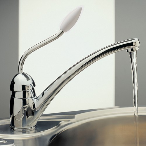 Larger image of Tre Mercati Kitchen Picasso Kitchen Tap With White Knob (Chrome).