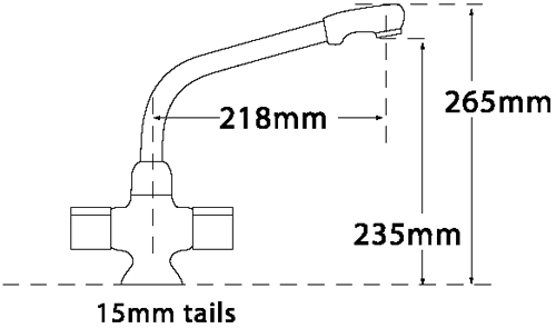 Technical image of Tre Mercati Kitchen Bristol Dual Flow Kitchen Tap (Chrome).