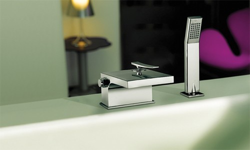 Example image of Tre Mercati Dance 2 Hole Bath Shower Mixer Tap With Shower Kit (Chrome).