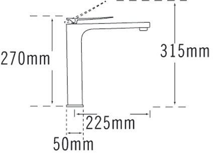 Technical image of Tre Mercati Dance Extended Mono Basin Mixer Tap (Chrome).