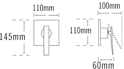 Technical image of Tre Mercati Dance Concealed Manual Shower Valve (Chrome).