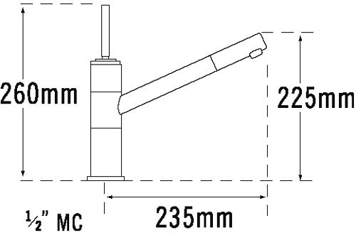 Technical image of Tre Mercati Kitchen Anzio Joy Kitchen Tap (Satin Chrome).