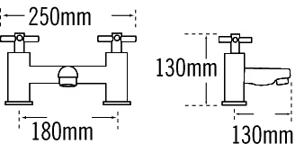 Technical image of Tre Mercati Erin Bath Filler Tap (Chrome).