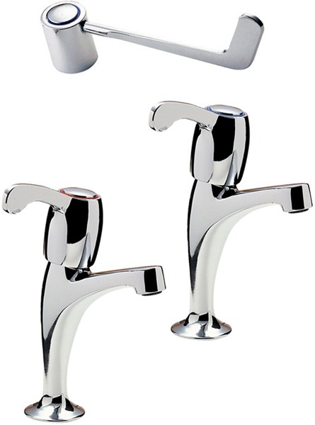 Larger image of Tre Mercati Kitchen Capri High Neck Kitchen Taps With 6" Lever Heads.