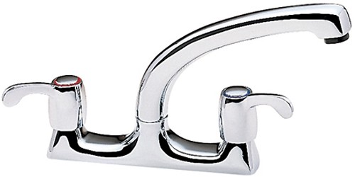 Larger image of Tre Mercati Kitchen Capri Dual Flow Mixer Kitchen Tap With Lever Heads (Chrome).