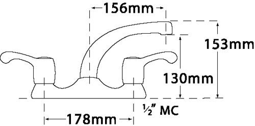 Technical image of Tre Mercati Kitchen Capri Dual Flow Mixer Kitchen Tap With Lever Heads (Chrome).