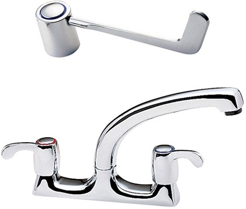Larger image of Tre Mercati Kitchen Capri Dual Flow Mixer Kitchen Tap With 6" Lever Heads.
