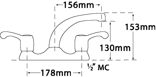 Technical image of Tre Mercati Kitchen Capri Dual Flow Mixer Kitchen Tap With 6" Lever Heads.