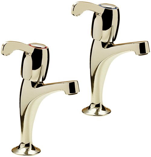 Larger image of Tre Mercati Kitchen Capri High Neck Kitchen Taps With Lever Heads (Gold).