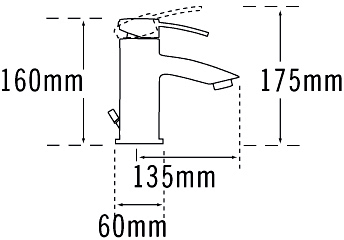 Technical image of Tre Mercati Bella Mono Basin Mixer Tap With Pop Up Waste (Chrome).