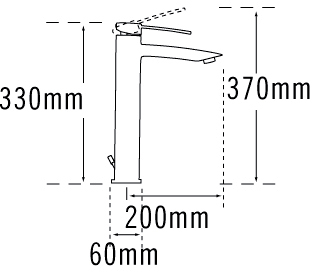 Technical image of Tre Mercati Bella Extended Mono Basin Mixer Tap (Chrome).