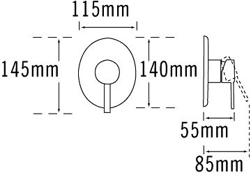 Technical image of Tre Mercati Bella Concealed Manual Shower Valve (Chrome).
