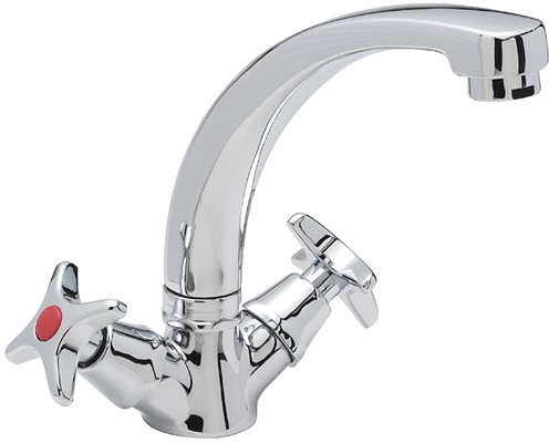 Larger image of Tre Mercati Kitchen Capri Mono Sink Mixer Kitchen Tap With Cross Heads.