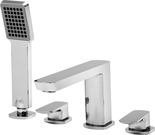 Larger image of Tre Mercati Vamp 4 Tap Hole Bath Shower Mixer Tap With Shower Kit (Chrome).