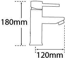 Technical image of Tre Mercati Poppy Mono Basin Mixer Tap With Click Clack Waste (Chrome).