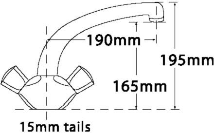 Technical image of Tre Mercati Kitchen Economy Dual Flow Kitchen Tap (White).