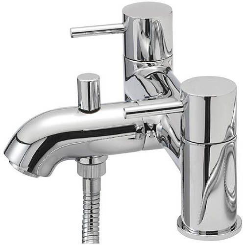 Larger image of Tre Mercati Milan Pillar Bath Shower Mixer Tap With Kit (Chrome).