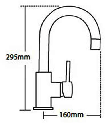 Technical image of Tre Mercati Milan Side Lever Basin Mixer Tap With Pop Up Waste (Chrome).