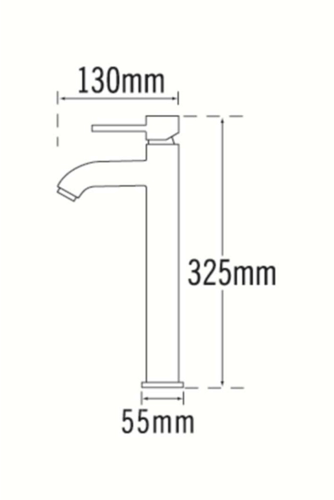 Technical image of Tre Mercati Milan Extended Basin Mixer Tap (Chrome).