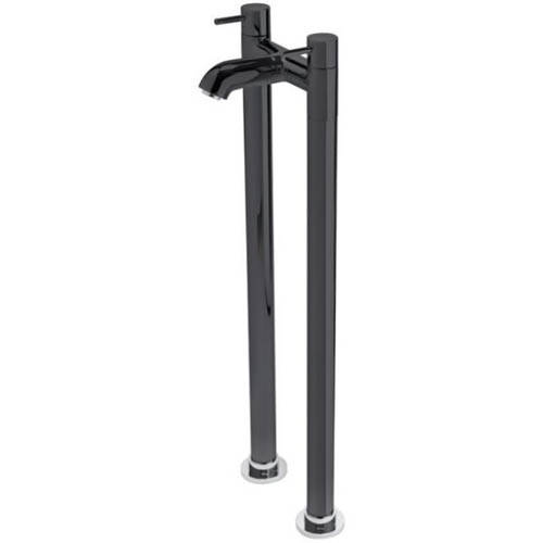 Larger image of Tre Mercati Milan Floor Standing Pillar Bath Filler Tap (Matt Black).